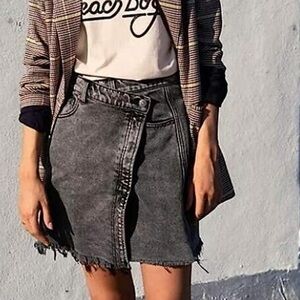 Free People Parker Wrap Skirt Sulfur Black 26 vintage womens NWT size women